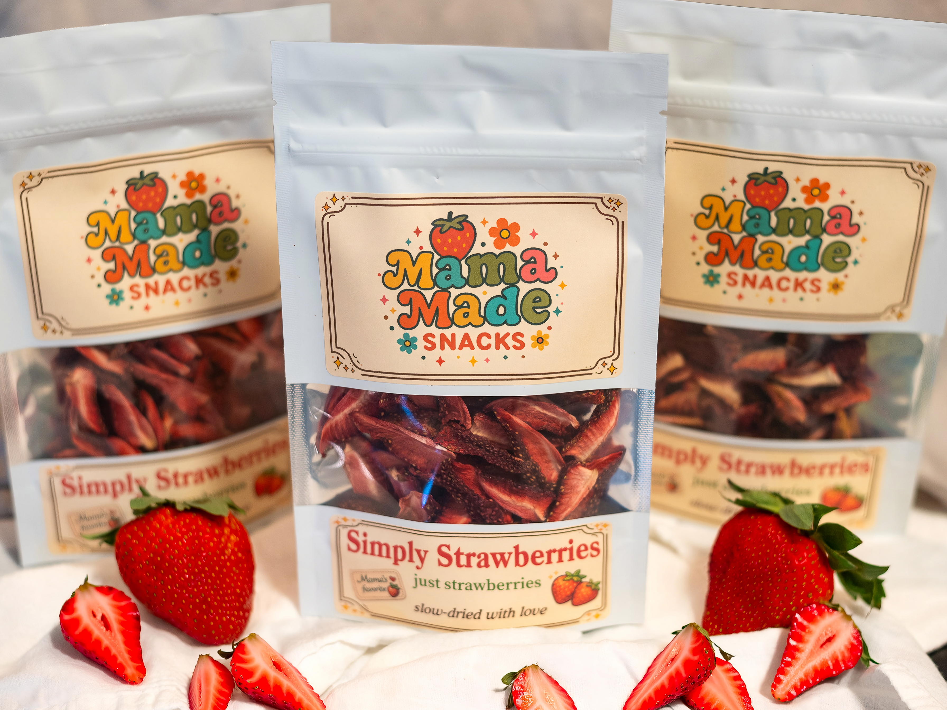 Packaged simply strawberries with fresh strawberries